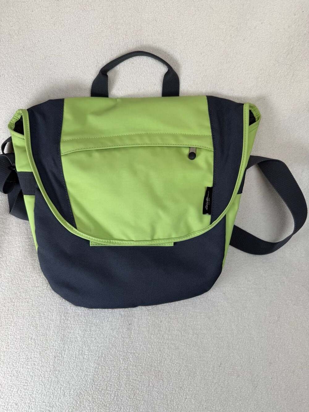 Eddie Bauer Two-Tone Green and Charcoal Gray Flap Messenger Shoulder Bag